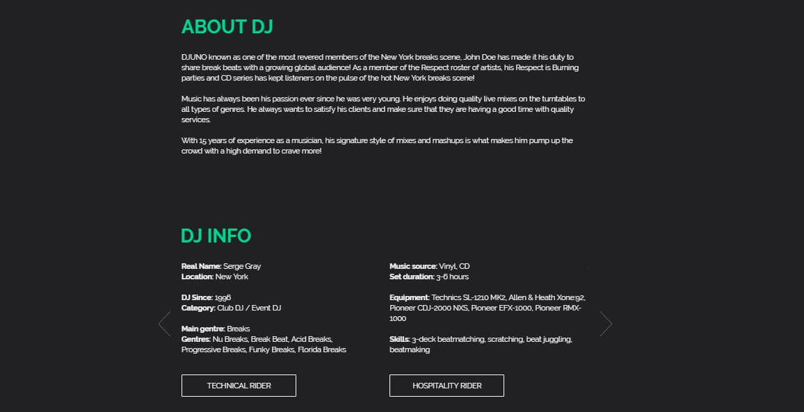 DJuno - DJ / Producer Website Muse Template