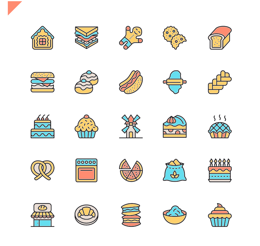 Set of Flat Line Business Icons